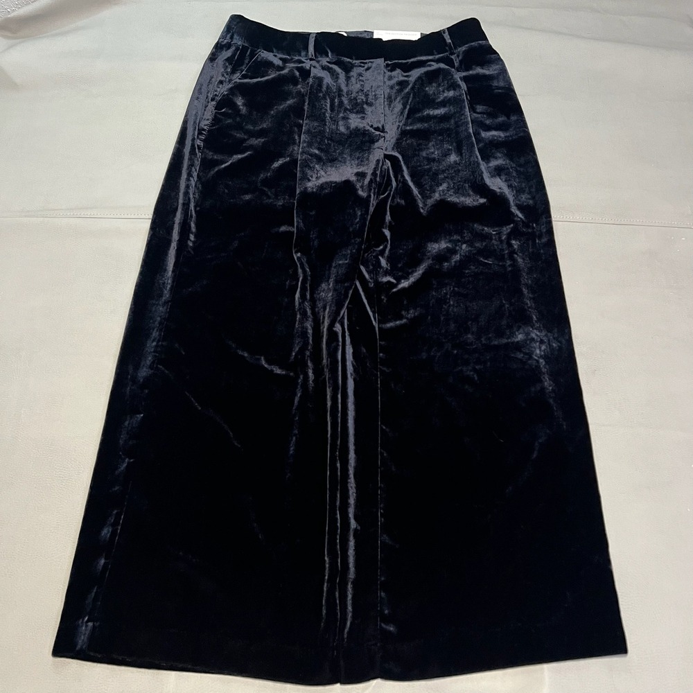 New LOFT NAVY Velvet Velour Wide Flare Baggy Crop Pant Women 16 Plus Casual-3469